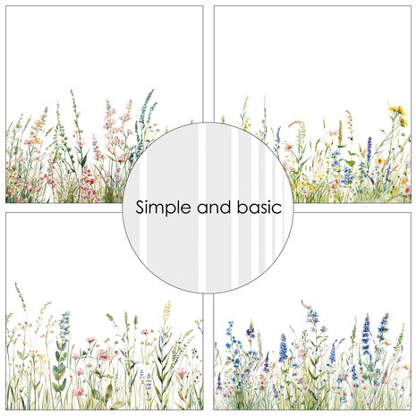 Simple and Basic Floral Borders 12x12 Inch Paper Pad (SBP749)