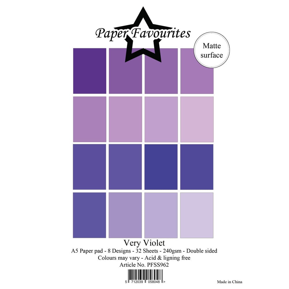 Solid Colours Very Violet A5 Paper Pad (PFSS962) - Craftlines B.V.