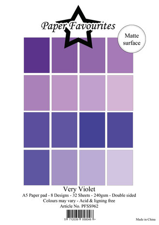 Paper Favourites Solid Colours Very Violet A5 Paper Pad (PFSS962)
