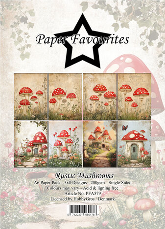 Paper Favourites Rustic Mushrooms A6 Paper Pad (PFA579)