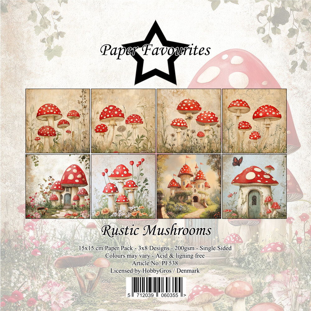Paper Favourites Rustic Mushrooms 6x6 Inch Paper Pad (PF538)
