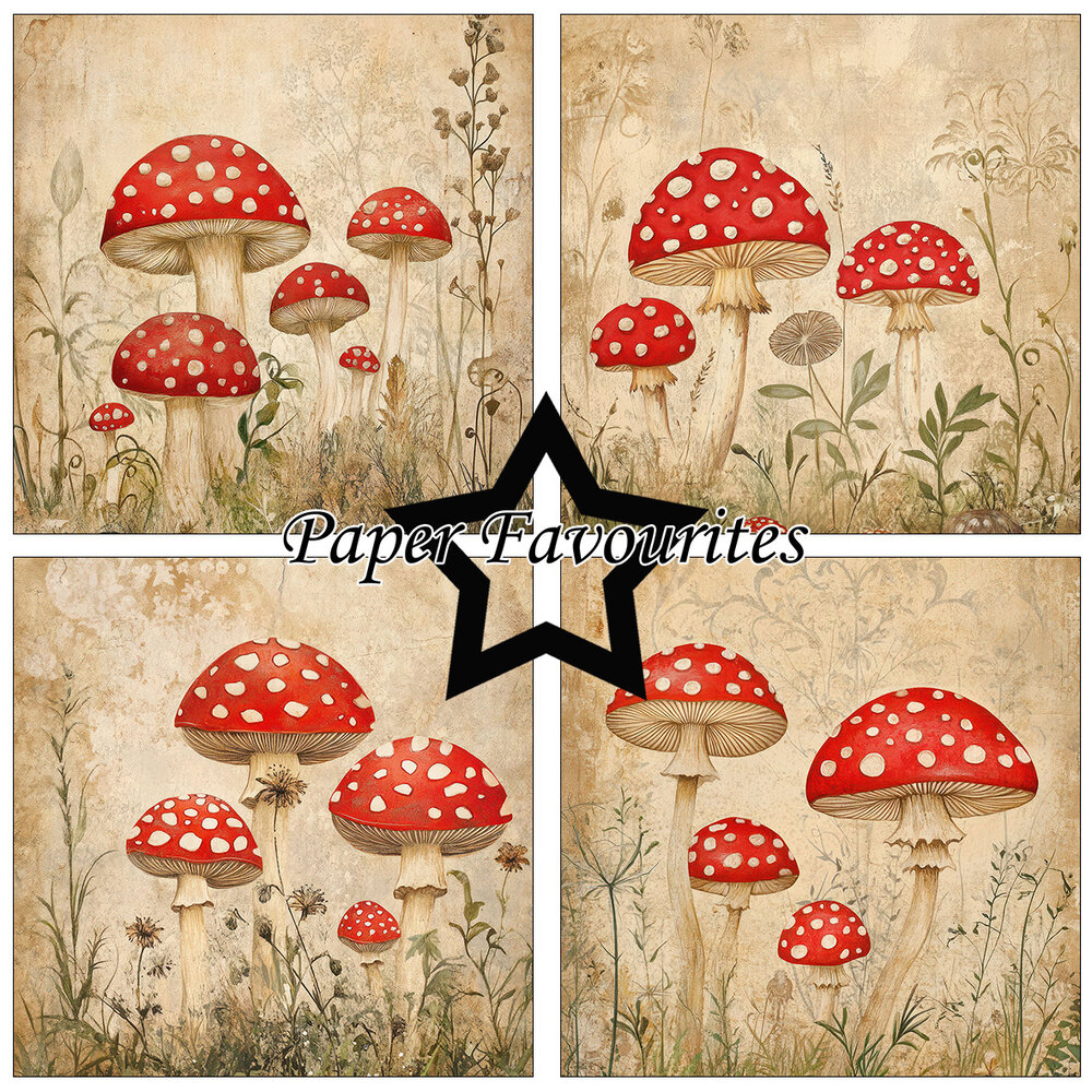Paper Favourites Rustic Mushrooms 6x6 Inch Paper Pad (PF538)