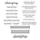 Spellbinders Classic Road Legends Clear Stamp & Die Set Cruisin' By Sentiments (SDS-204)