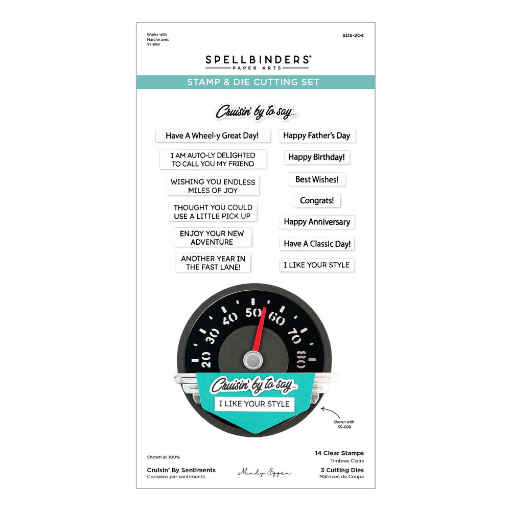Spellbinders Classic Road Legends Clear Stamp & Die Set Cruisin' By Sentiments (SDS-204) Spellbinders Classic Road Legends Clear Stamp & Die Set Cruisin' By Sentiments (SDS-204)