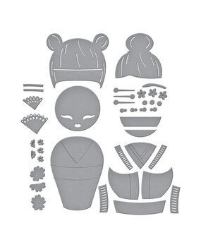 Spellbinders Spring in Kyoto Etched Dies Kokeshi Dolls (S4-1455)