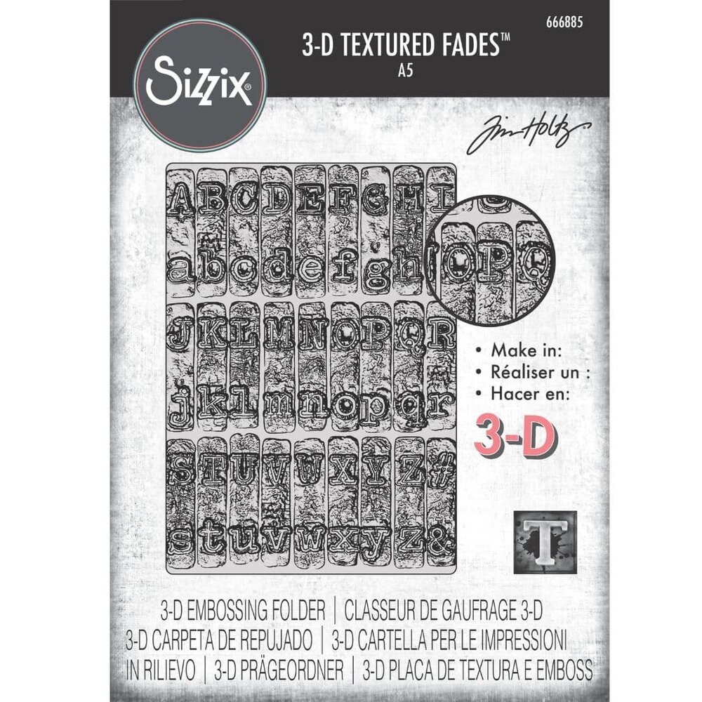 Sizzix 3D Texture Fades by Tim Holtz A5 Typewriter Large (666885)