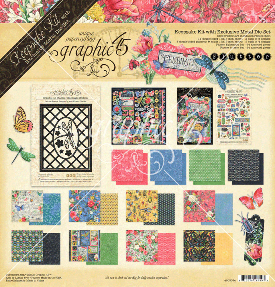 Graphic 45 Flutter Keepsake Kit with Exclusive Metal Die-Set (4503034) Graphic 45 Flutter Keepsake Kit with Exclusive Metal Die-Set (4503034)