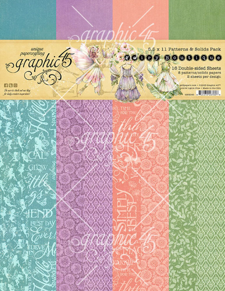 Graphic 45 Fairy Boutique 8,5x11 Inch Patterns & Solids Pack (4503045)