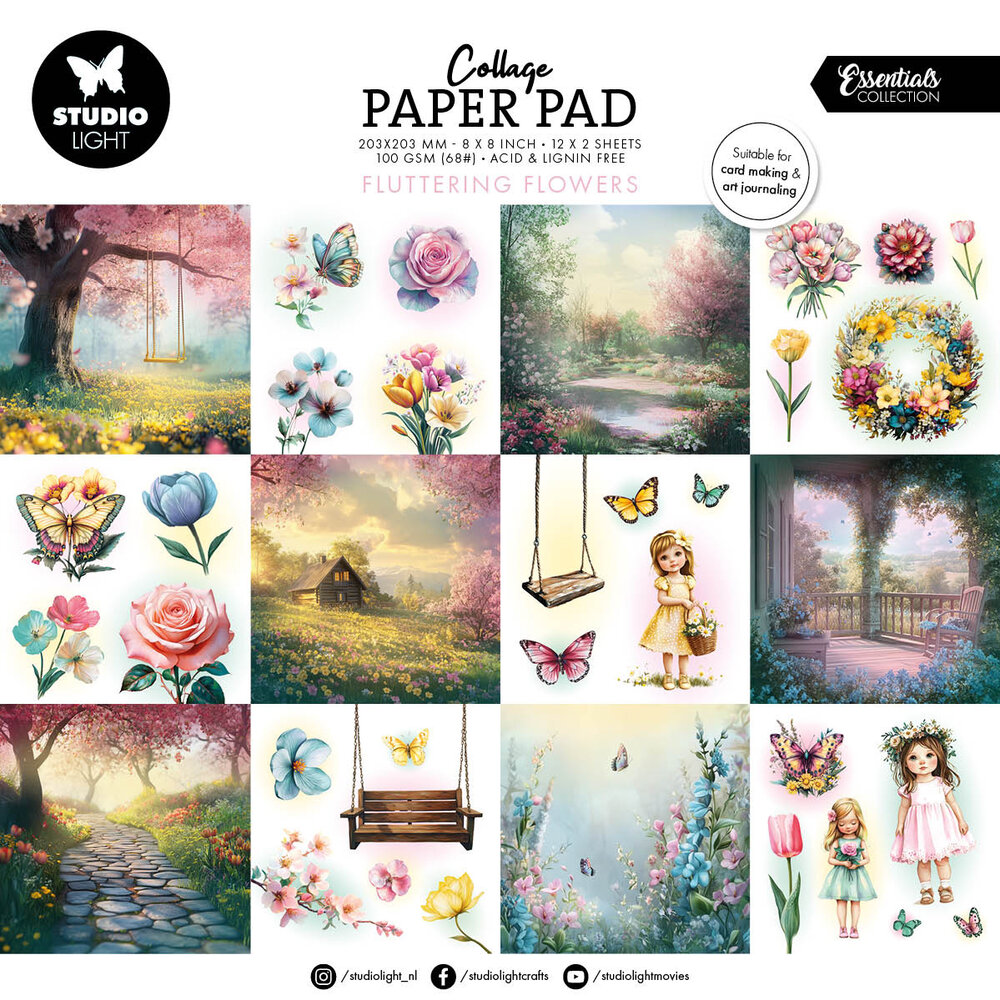 Studio Light Fluttering Flowers 8x8 Inch Collage Paper Pad (SL-ES-CPP375) Studio Light Fluttering Flowers 8x8 Inch Collage Paper Pad (SL-ES-CPP375)