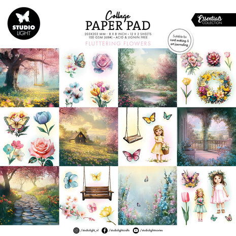 Studio Light Fluttering Flowers 8x8 Inch Collage Paper Pad (SL-ES-CPP375) Studio Light Fluttering Flowers 8x8 Inch Collage Paper Pad (SL-ES-CPP375)