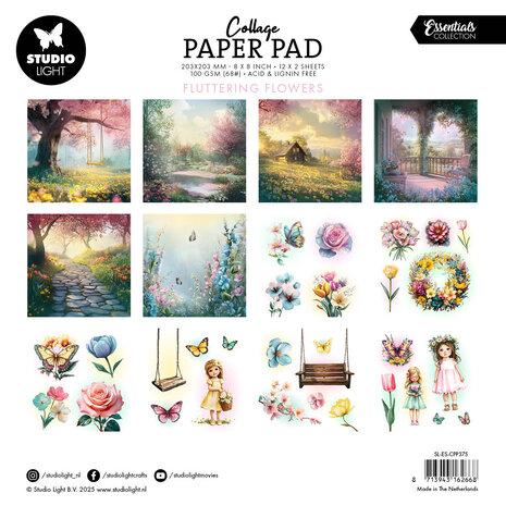 Studio Light Fluttering Flowers 8x8 Inch Collage Paper Pad (SL-ES-CPP375) Studio Light Fluttering Flowers 8x8 Inch Collage Paper Pad (SL-ES-CPP375)