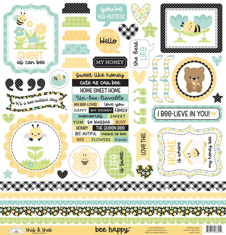 Doodlebug Design Bee Happy This & That Stickers (8845) Doodlebug Design Bee Happy This & That Stickers (8845)