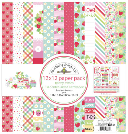 Doodlebug Design Berry Sweet 12x12 Inch Paper Pack (8885) Doodlebug Design Berry Sweet 12x12 Inch Paper Pack (8885)