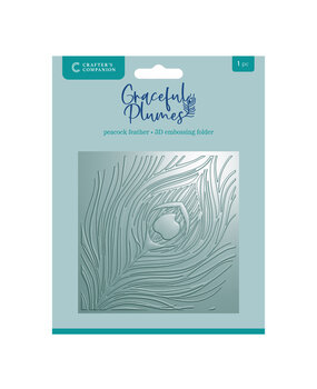 Crafter's Companion Graceful Plumes 3D Embossing Folder 5.5x5.5 Inch Peacock Feather (GP-3D-EF5.5-PEFE)