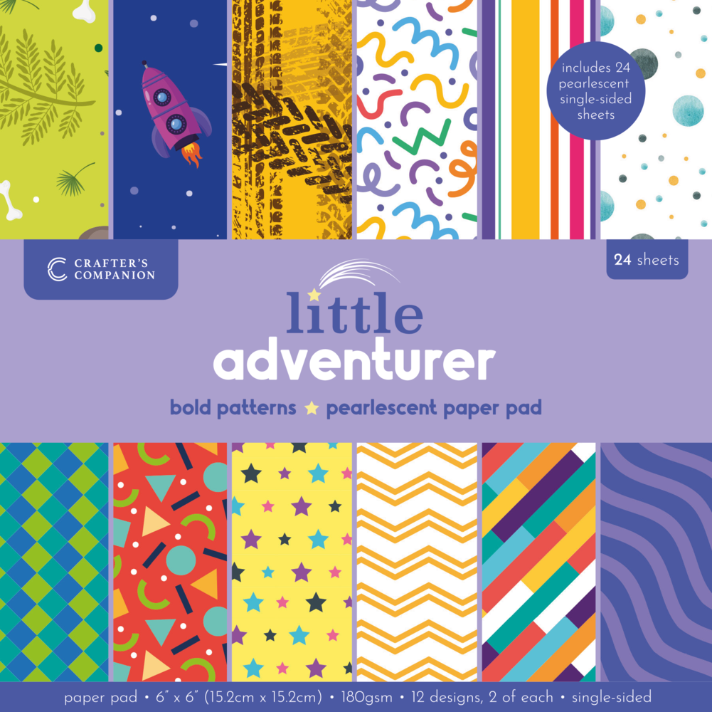 Crafter's Companion Little Adventurer 6x6 Inch Paper Pad Bold Patterns (CC-PAD6-BOPA)