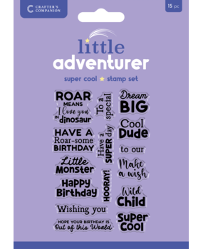 Crafter's Companion Little Adventurer Clear Acrylic Stamp Set Super Cool Sentiments (CC-CA-ST-SUCS)