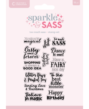 Crafter's Companion Sparkle and Sass Clear Acrylic Stamp Set Too Much Sass Sentiments (CC-CA-ST-TMSS)