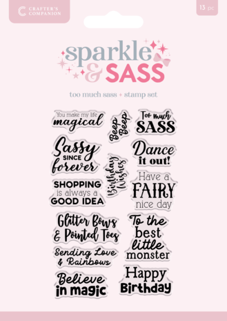Crafter's Companion Sparkle and Sass Clear Acrylic Stamp Set Too Much Sass Sentiments (CC-CA-ST-TMSS)
