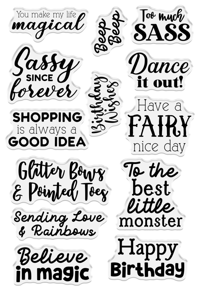 Crafter's Companion Sparkle and Sass Clear Acrylic Stamp Set Too Much Sass Sentiments (CC-CA-ST-TMSS)