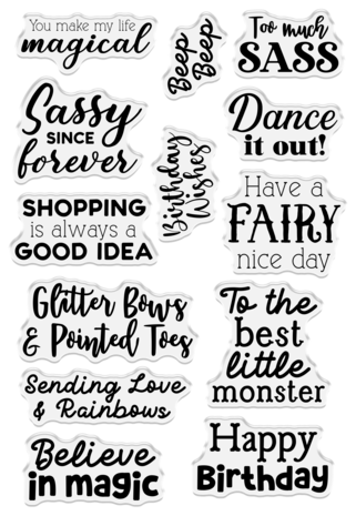Crafter's Companion Sparkle and Sass Clear Acrylic Stamp Set Too Much Sass Sentiments (CC-CA-ST-TMSS)