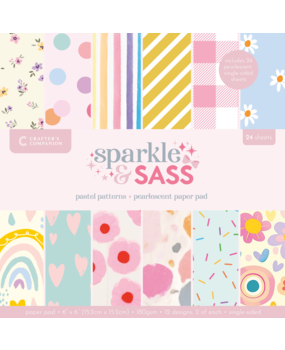 Crafter's Companion Sparkle and Sass 6x6 Inch Paper Pad Pastel Patterns (CC-PAD6-PAPA)