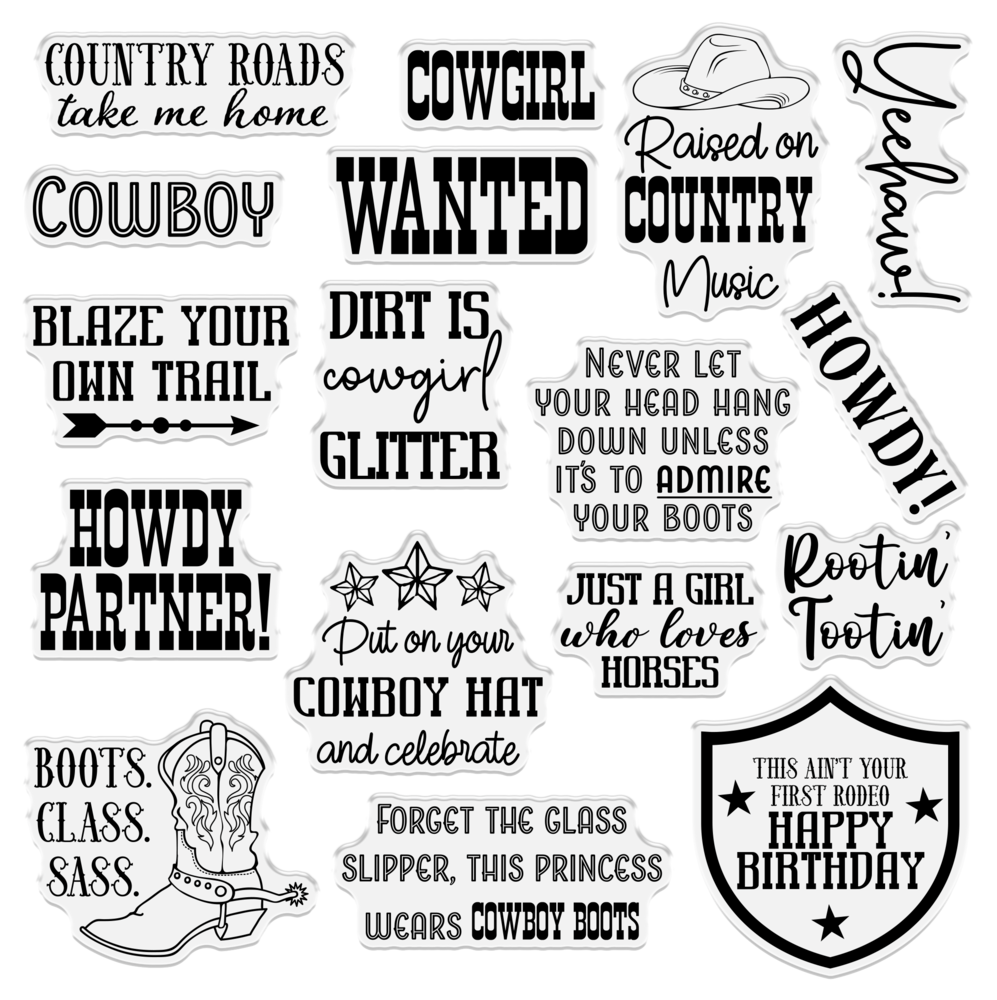 Crafter's Companion Western Collection Clear Acrylic Stamp Rootin' Tootin' (WC-CA-ST-ROTO)