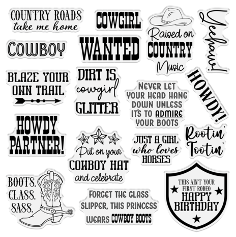 Crafter's Companion Western Collection Clear Acrylic Stamp Rootin' Tootin' (WC-CA-ST-ROTO)