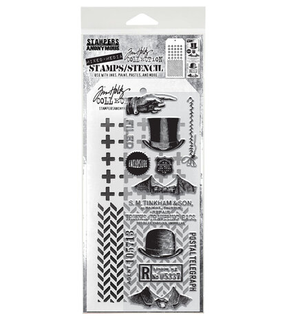 Stampers Anonymous Mixed Media #16 Tim Holtz Stamps/Stencil (THMM116) Stampers Anonymous Mixed Media #16 Tim Holtz Stamps/Stencil (THMM116)