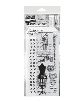Stampers Anonymous Mixed Media #42 Tim Holtz Stamps/Stencil (THMM142)