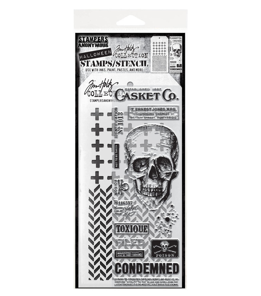 Stampers Anonymous Mixed Media #48 Tim Holtz Stamps/Stencil (THMM148)