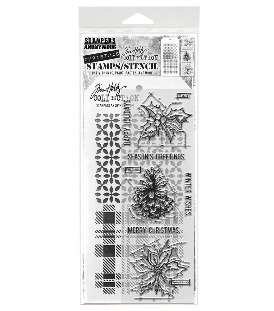 Stampers Anonymous Blueprint Christmas #2 Tim Holtz Stamps/Stencil (THMM192) Stampers Anonymous Blueprint Christmas #2 Tim Holtz Stamps/Stencil (THMM192)