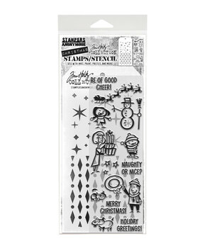 Stampers Anonymous Christmas Cartoons Tim Holtz Stamps/Stencil (THMM186)