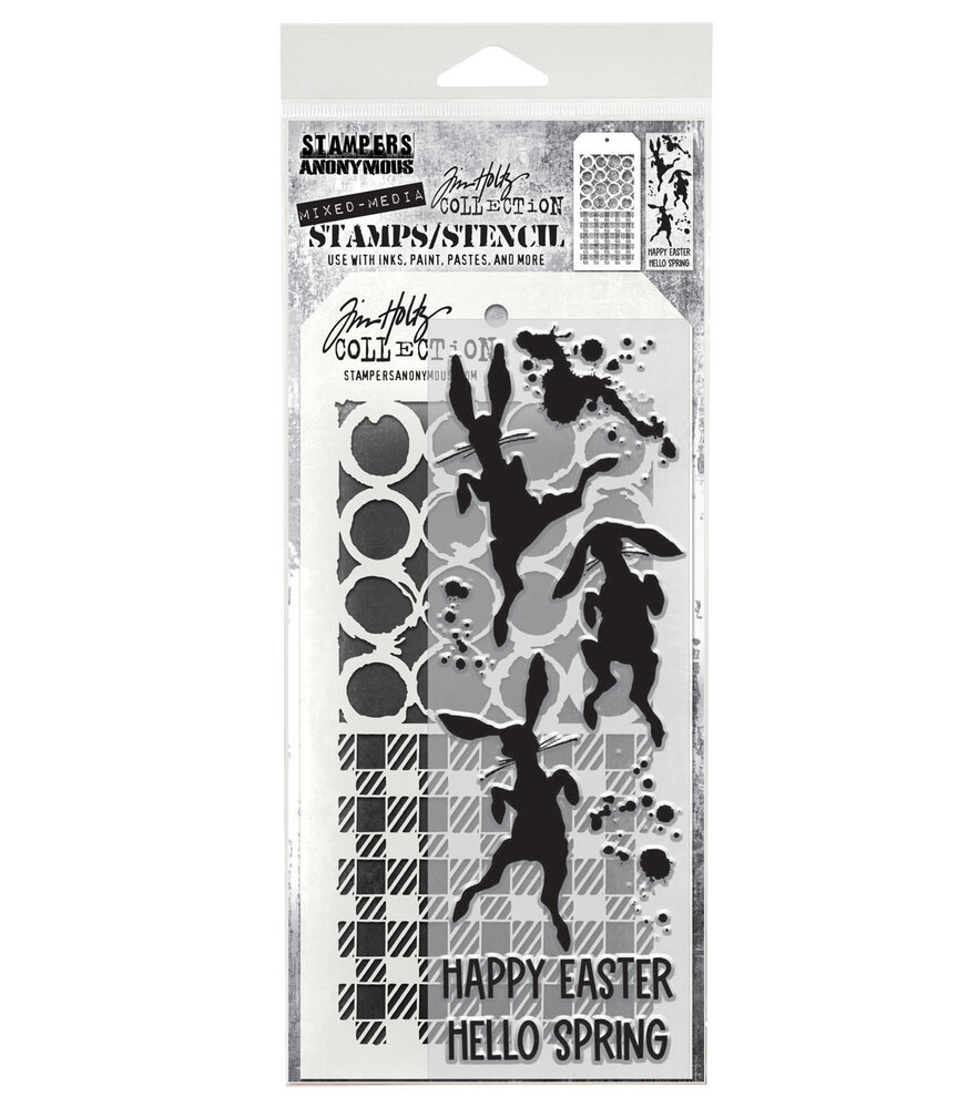 Stampers Anonymous Bunny Hop Tim Holtz Stamps/Stencil (THMM183) Stampers Anonymous Bunny Hop Tim Holtz Stamps/Stencil (THMM183)