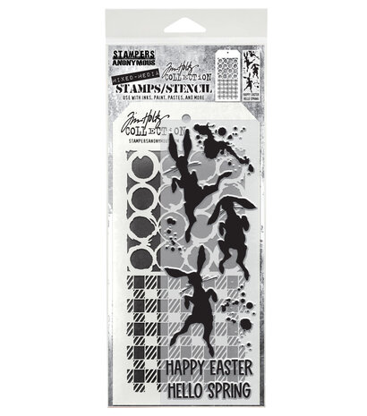 Stampers Anonymous Bunny Hop Tim Holtz Stamps/Stencil (THMM183) Stampers Anonymous Bunny Hop Tim Holtz Stamps/Stencil (THMM183)