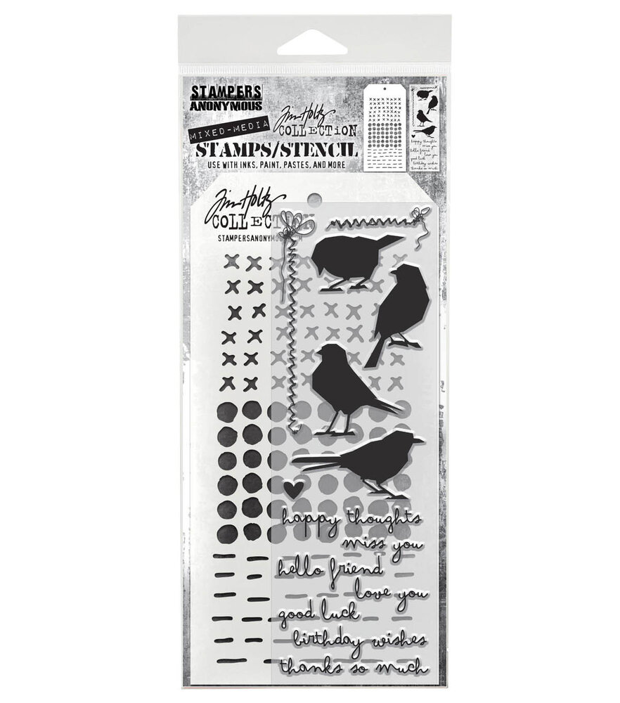 Stampers Anonymous Shilhoutte Birds Tim Holtz Stamps/Stencil (THMM182) Stampers Anonymous Shilhoutte Birds Tim Holtz Stamps/Stencil (THMM182)