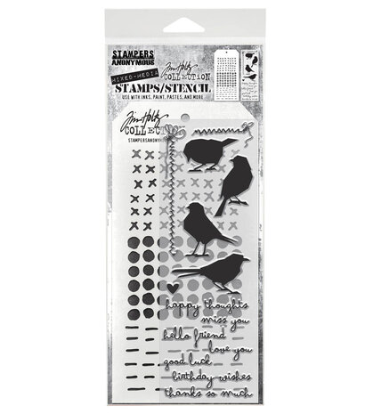 Stampers Anonymous Shilhoutte Birds Tim Holtz Stamps/Stencil (THMM182) Stampers Anonymous Shilhoutte Birds Tim Holtz Stamps/Stencil (THMM182)