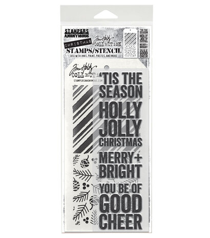 Stampers Anonymous Bold Tidings Tim Holtz Stamps/Stencil (THMM179) Stampers Anonymous Bold Tidings Tim Holtz Stamps/Stencil (THMM179)