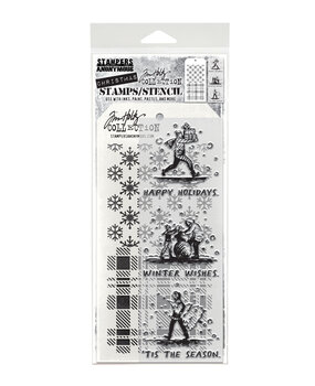 Stampers Anonymous Holiday Sketchbook Tim Holtz Stamps/Stencil (THMM176)