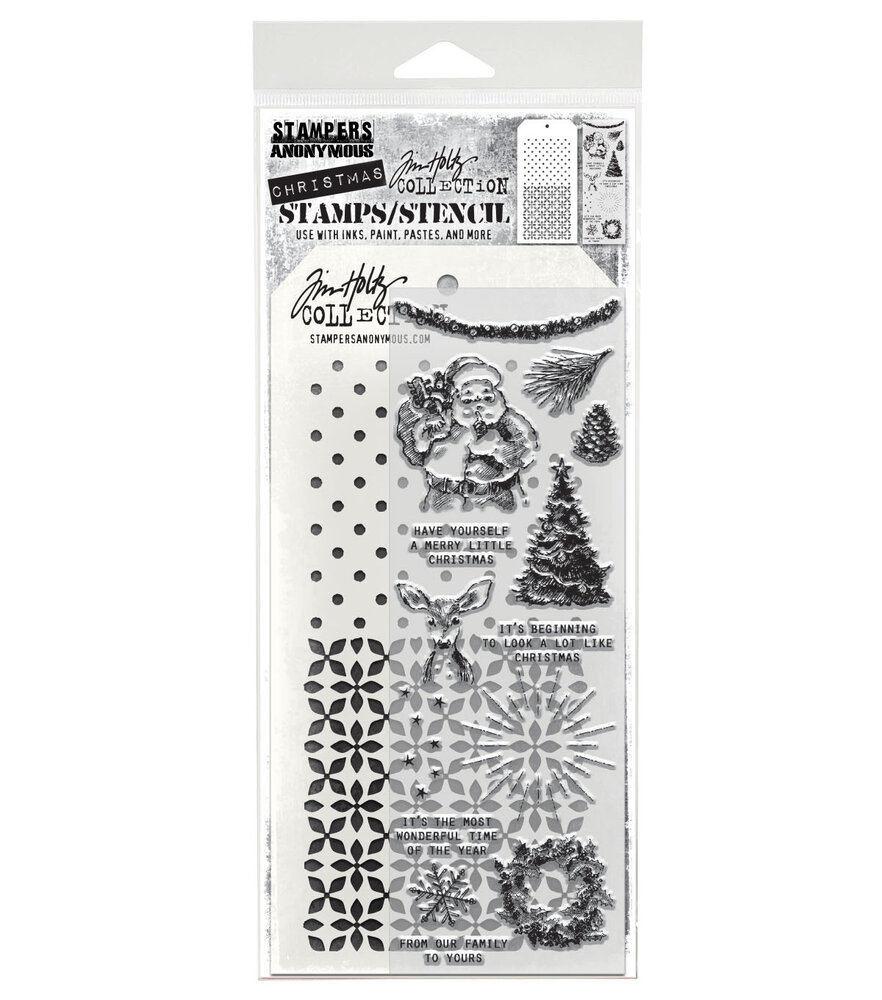 Stampers Anonymous Darling Christmas Tim Holtz Stamps/Stencil (THMM174) Stampers Anonymous Darling Christmas Tim Holtz Stamps/Stencil (THMM174)