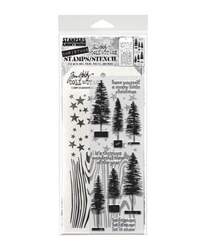 Stampers Anonymous Bottlebrush Trees Tim Holtz Stamps/Stencil (THMM173)