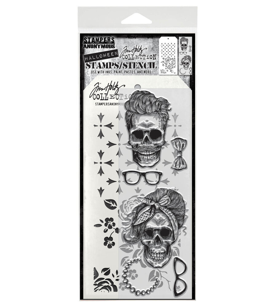 Stampers Anonymous Wicked Hipsters Tim Holtz Stamps/Stencil (THMM171) Stampers Anonymous Wicked Hipsters Tim Holtz Stamps/Stencil (THMM171)