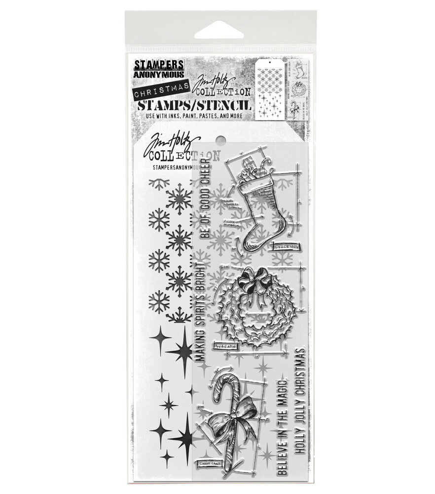 Stampers Anonymous Blueprint Christmas #1 Tim Holtz Stamps/Stencil (THMM191) Stampers Anonymous Blueprint Christmas #1 Tim Holtz Stamps/Stencil (THMM191)