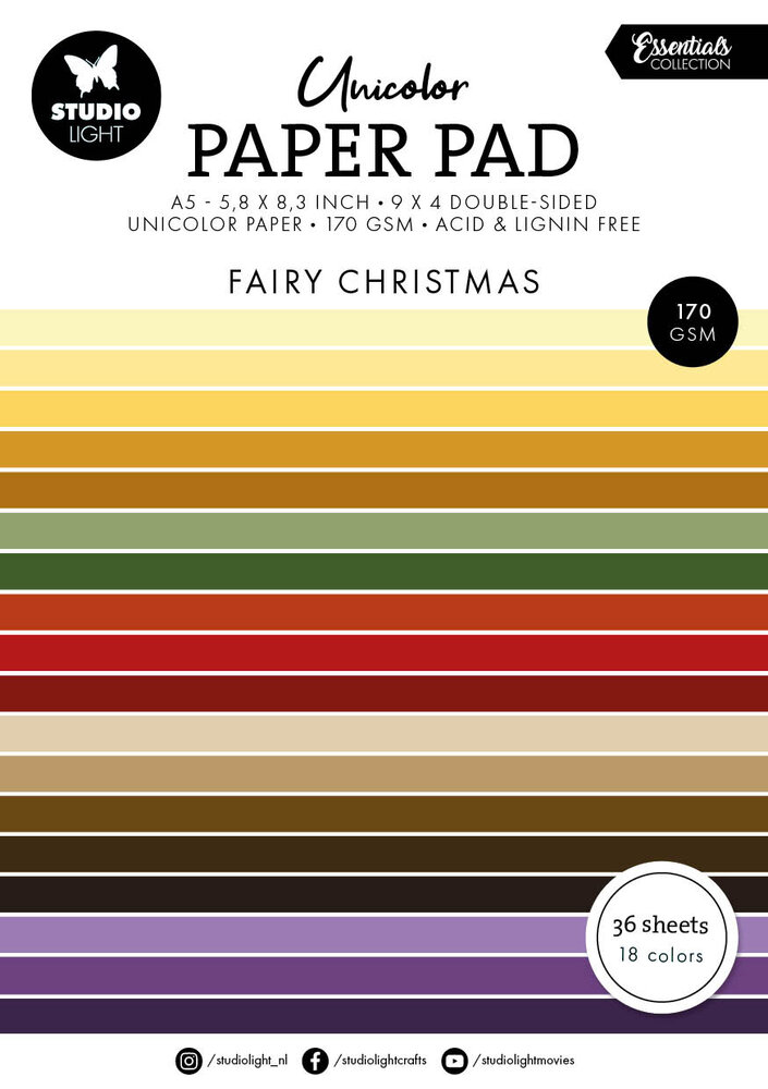 Studio Light Fairy Christmas A5 Christmas Unicolor Paper Pad (SL-ES-UPP340) Studio Light Fairy Christmas A5 Christmas Unicolor Paper Pad (SL-ES-UPP340)