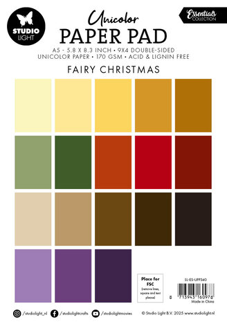 Studio Light Fairy Christmas A5 Christmas Unicolor Paper Pad (SL-ES-UPP340) Studio Light Fairy Christmas A5 Christmas Unicolor Paper Pad (SL-ES-UPP340)