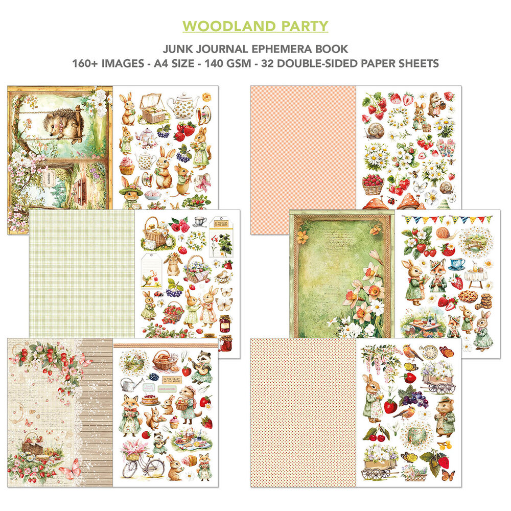 Ciao Bella Woodland Party A4 Junk Journal Ephemera Book (32pcs) (CBB011)
