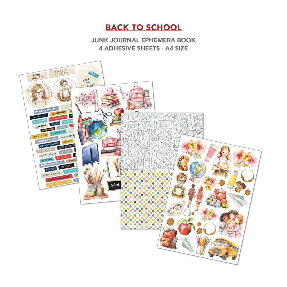 Ciao Bella Back to School A4 Junk Journal Ephemera Book (32pcs) (CBB012)