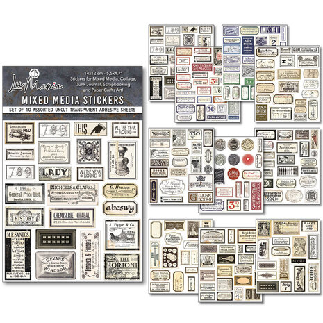 Ciao Bella Vintage Scripts Mixed Media Stickers (10pcs) (MB003) Ciao Bella Vintage Scripts Mixed Media Stickers (10pcs) (MB003)