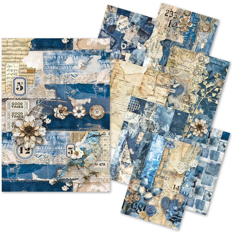 Ciao Bella Urban Blue Denim Craftmix Mixed A5 Paper Pack (8pcs) (MC002) Ciao Bella Urban Blue Denim Craftmix Mixed A5 Paper Pack (8pcs) (MC002)