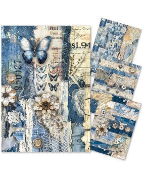 Ciao Bella Urban Blue Denim A4 Mixed Media Rice Paper (4pcs) (MF002)
