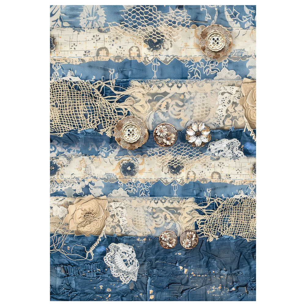 Ciao Bella Urban Blue Denim A4 Mixed Media Rice Paper (4pcs) (MF002)